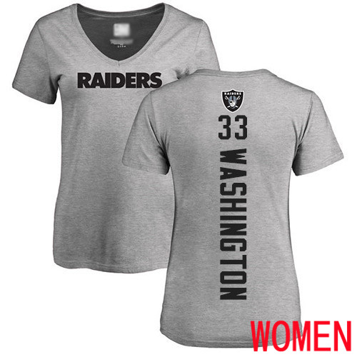 Oakland Raiders Ash Women DeAndre Washington Backer NFL Football #33 T Shirt